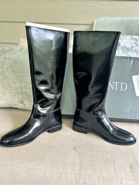Anthropology Silent D Giselle Leather Tall Boots Black EU 38 Like New